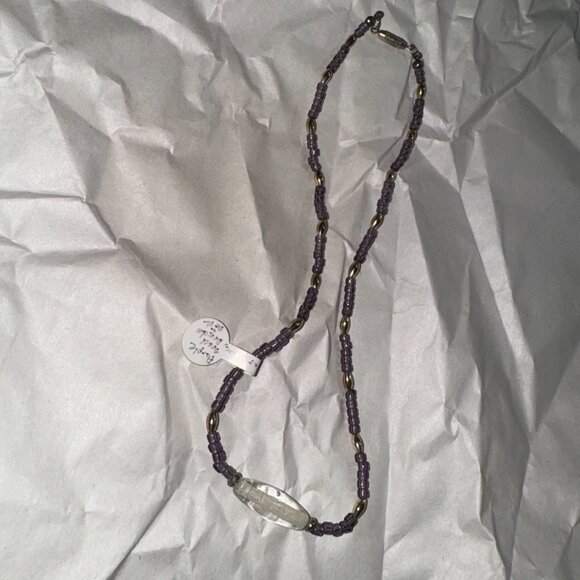 15 1/4" Purple And Clear Beaded Necklace - Picture 2 of 6